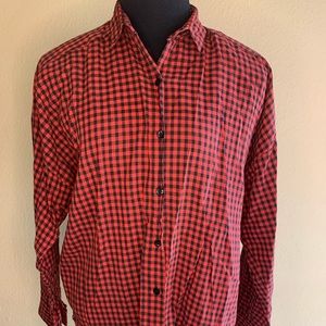 Big 80s Check Shirt Medium w/ Removable Shoulder pads Great Cond Poly. Cotton